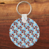 Sjofele chic blauwe rode bloem bloemendruk door Le Sleutelhanger (Voorkant)