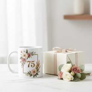 Sjofele Chic Bloem 75e Verjaardag Custom Gouden Li Koffiemok