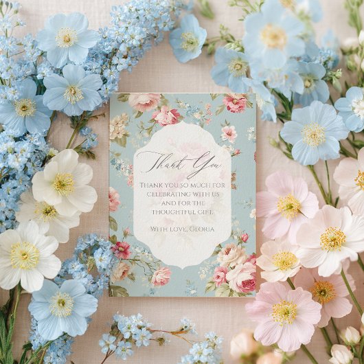 Sjofele chic bloemen bedankkaart