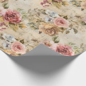 Sjofele Chic Bloemen op Beige Cadeaupapier (Hoek)