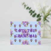 Sjofele chic bloemige 'ik hou van jou oma' ansicht briefkaart (Staand voorkant)