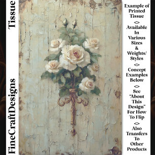 Sjofele Chic Crème & Witte Rozen CW3 Decoupage Tissuepapier