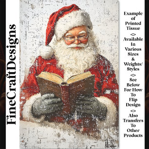 Sjofele Chic Kerstman Lezend op Hout AY9 Decoupage Tissuepapier