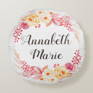 Sjofele Chic Landelijke Bloem Babykamer Naam Decor Rond Kussen