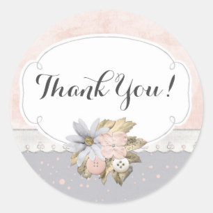Sjofele Chic Landelijke Bloem Knopen Bedankt Ronde Sticker