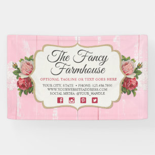 Sjofele Chic Landelijke Houten Roze Bloemige Vinta Spandoek