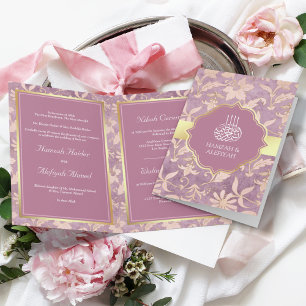 Sjofele Chic Lavendel Gouden Bloemige Moslim Bruil