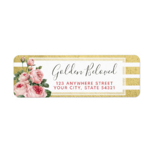 Sjofele Chic Oude Rozen & Goud Retouradres Etiket