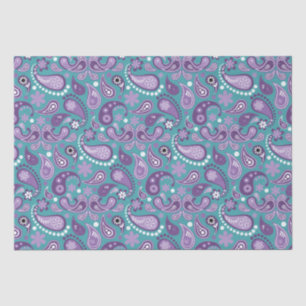 Sjofele Chic Paarse en blauwe Paisley Patroon Tissuepapier