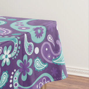 Sjofele Chic Paarse en Lichtblauwe Paisley Patroon Tafelkleed