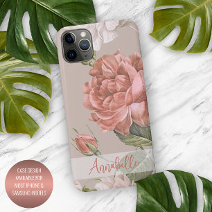 Sjofele Chic Perzik Blozende Roze Rozen Bloemmotie iPhone 16 Pro Max Hoesje