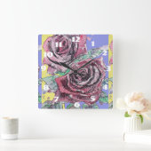 Sjofele Chic Rode Rozen Roos Kunst Dames Kamer Klo Vierkante Klok (Huis)