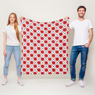 Sjofele Chic Rode, Zwarte & Witte Klaprozen Bloem Fleece Deken