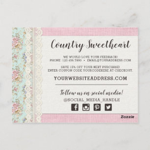 Sjofele Chic Roze Bloemen Boetiek Dank je wel Briefkaart