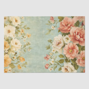 Sjofele Chic Roze Gele Vintage Bloemen Decoupage Tissuepapier