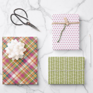 Sjofele Chic Roze Oranje Teal Groen Witte Gingham Inpakpapier Vel