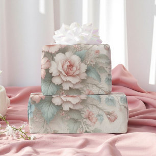 Sjofele Chic Roze Salie Groen Boho Bloem Roos Cadeaupapier