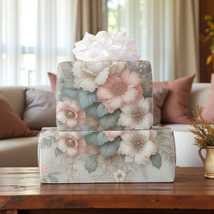 Sjofele Chic Roze Salie Groen Boho Bloem Roos Cadeaupapier