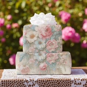 Sjofele Chic Roze Salie Groen Boho Bloem Roos Cadeaupapier