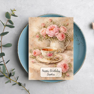 Sjofele Chic Theekop met Rozen Kaart
