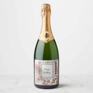 sjofele chic verjaardag champagnefles label sparkling wijnetiket