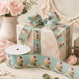 Sjofele Chic Vintage Franse Landelijke Roze Cupcak Lint