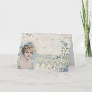 Sjofele Chic Vintage Victoriaanse Dame met Bloemen Kaart