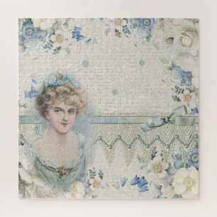Sjofele Chic Vintage Victoriaanse Dame met Bloemen Legpuzzel