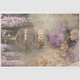 Sjofele Chic Vintage Vogelkooi, Vogel & Bloemen Tissuepapier