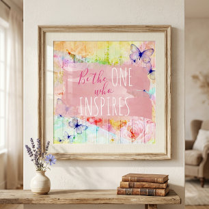 Sjofele Chic Vlinders & Rozen op Schuurhouten Spre Poster