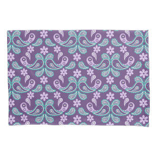 Sjofele chique paarse en blauwe paisleyprint kussensloop