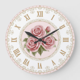 Sjofele chique vintage perzik roze gouden roos blo grote klok