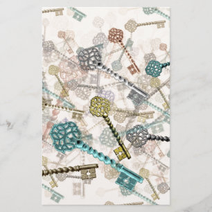 Sjofele chique vintage sleutels print, subtiele, b briefpapier