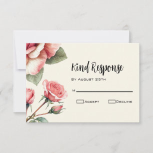 Sjofele Roze Bruiloft RSVP Kaartje