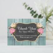 Sjofele vintagerozen rustisch krijtbord bedankje bedankkaart (Staand voorkant)