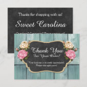 Sjofele vintagerozen rustisch krijtbord bedankje bedankkaart (Voorkant / Achterkant)