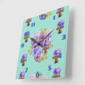 Sjofele viooltjes bloem aqua turquoise vierkante klok (Hoek)