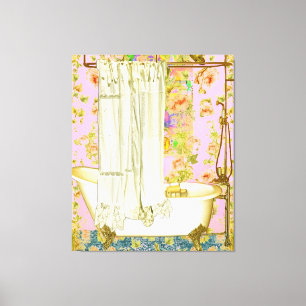 Sjofere Versmoderne Victoriaanse Badkuip met Messi Canvas Afdruk