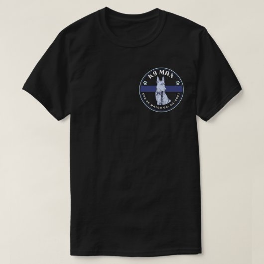 SJPD in geheugen van K9 max. T-shirt (Design voorkant)