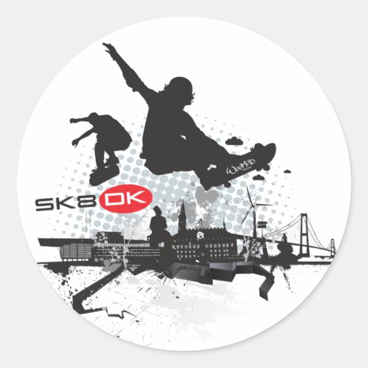 SK8 DK RONDE STICKER (Voorkant)