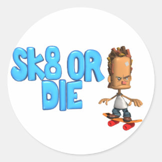 Sk8- of stervenstickers ronde sticker