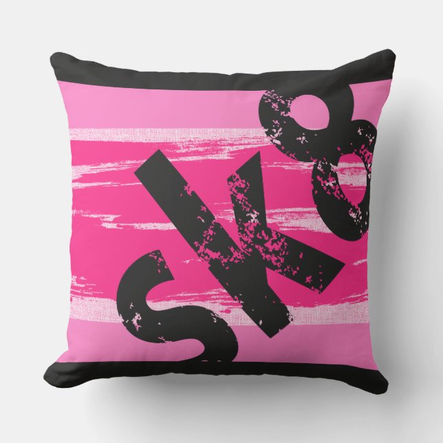 Sk8 - Skateboard Word Pillow Pink & Grey Kussen (Voorkant)