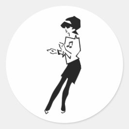 Ska Music Girl Ronde Sticker