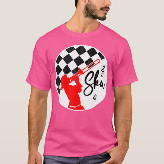 Ska Music Punk Reggae Retro Zwart Rood Checkerboar T-shirt