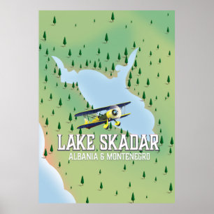 Skadarmore Albanië en Montenegro meer kaart Poster