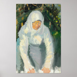 Skagen vrouw met witte sjaal poster