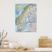 " Skandinavien: 1963/uur - Detaillierte Karte Poster (Keuken)