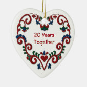 Skandinavisch Hart 20 Jaar samen Keramisch Ornament (Rechts)