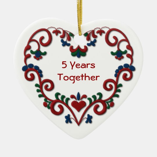 Skandinavisch Hart 5 Jaar Samen Ornament Zazzle Be