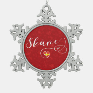 Skåne Flag Heart, Zweden, Scania Tin Sneeuwvlok Ornament